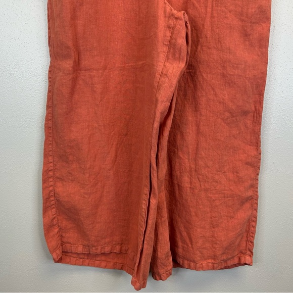 Tahari Women's Terracotta Wide Leg Cropped 100% Linen Pants XL Beach Vacation - Picture 5 of 12